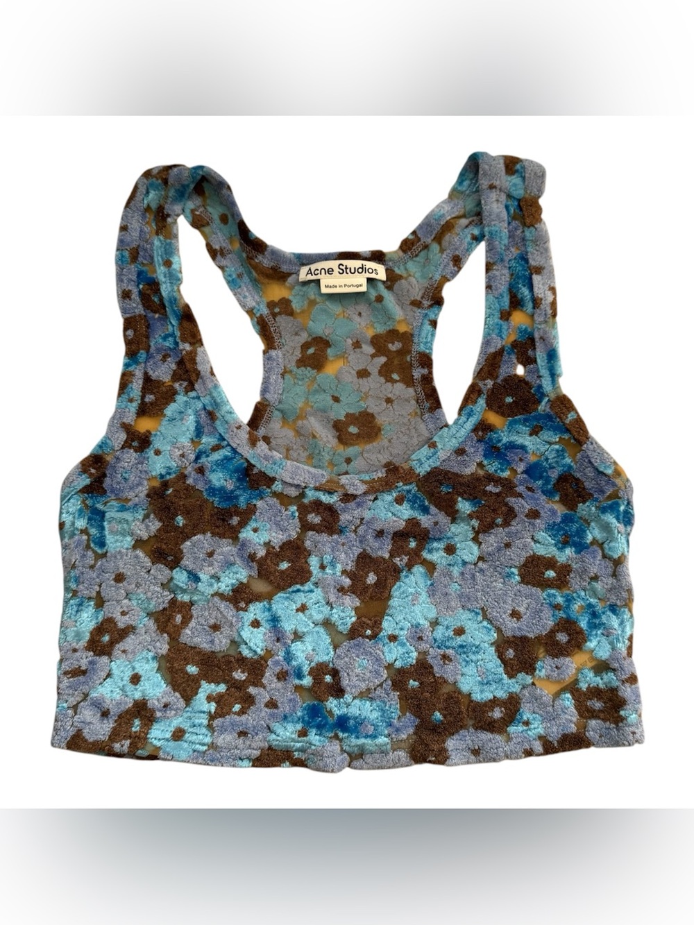 Acne Studios Blue & Brown Velvet Crop Tank Top